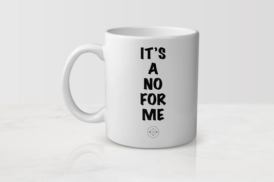 White 11 ounce mug with black text it’s a no for me